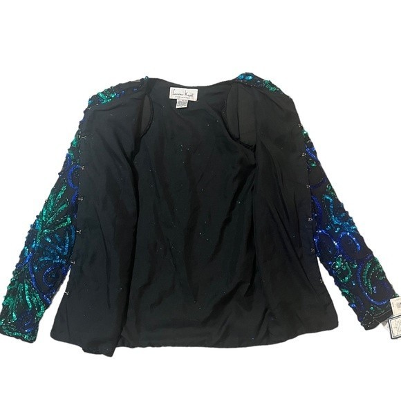 Laurence Kazar Vintage Beaded Silk Sequin Jacket 80s Glam Medium - Picture 4 of 10